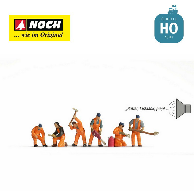 Module son "Chantier sur la voie ferrée" et 6 figurines HO Noch 12801 - Maketis