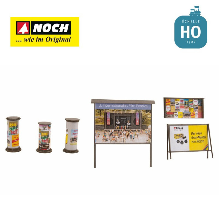 Colonnes publicitaires et panneaux d'affichages HO Noch 14217 - Maketis