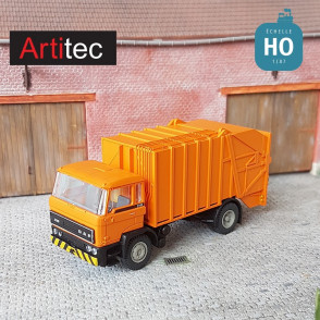 Camion DAF à ordures ménagères Cabine B Orange HO Artitec  487.052.13-Maketis