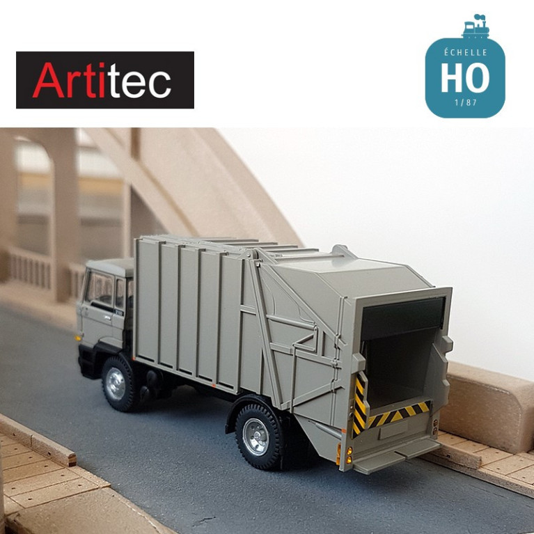 Camion DAF à ordures ménagères Cabine B gris HO Artitec  487.052.14 - Maketis