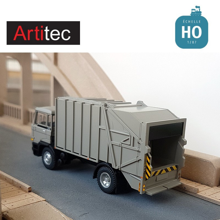 Camion DAF à ordures ménagères Cabine B gris HO Artitec 487.052.14 - Maketis Camion DAF à ordures ménagères Cabine B gris HO Artitec 487.052.14 - Maketis