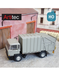 Camion DAF à ordures ménagères Cabine B gris HO Artitec 487.052.14 - Maketis