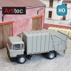 Camion DAF à ordures ménagères Cabine B gris HO Artitec  487.052.14 - Maketis