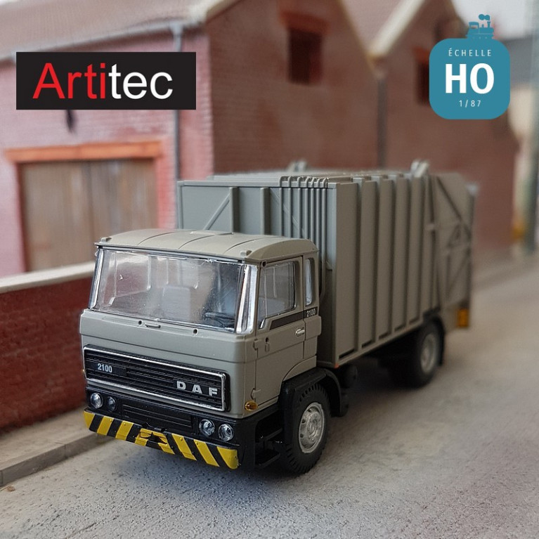 Camion DAF à ordures ménagères Cabine B gris HO Artitec 487.052.14 - Maketis Camion DAF à ordures ménagères Cabine B gris HO Artitec 487.052.14 - Maketis