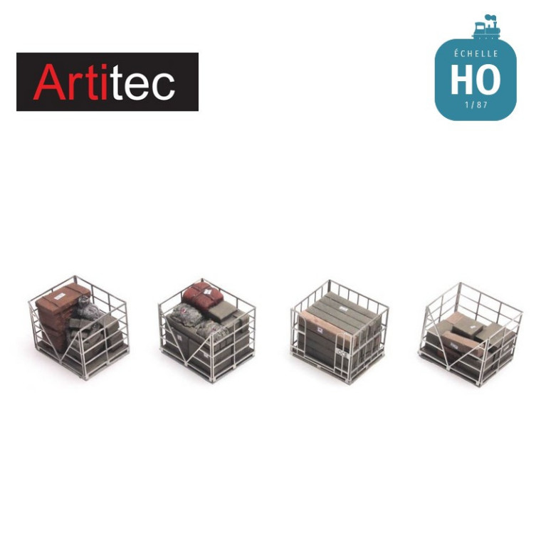 Palettes avec cage métallique HO Artitec 387.222-Maketis Palettes avec cage métallique HO Artitec 387.222-Maketis
