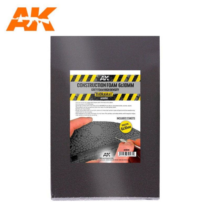 Mousse 6 & 10 mm Noire 195 x 295 mm (2 feuilles) AK Interactive AK-8098