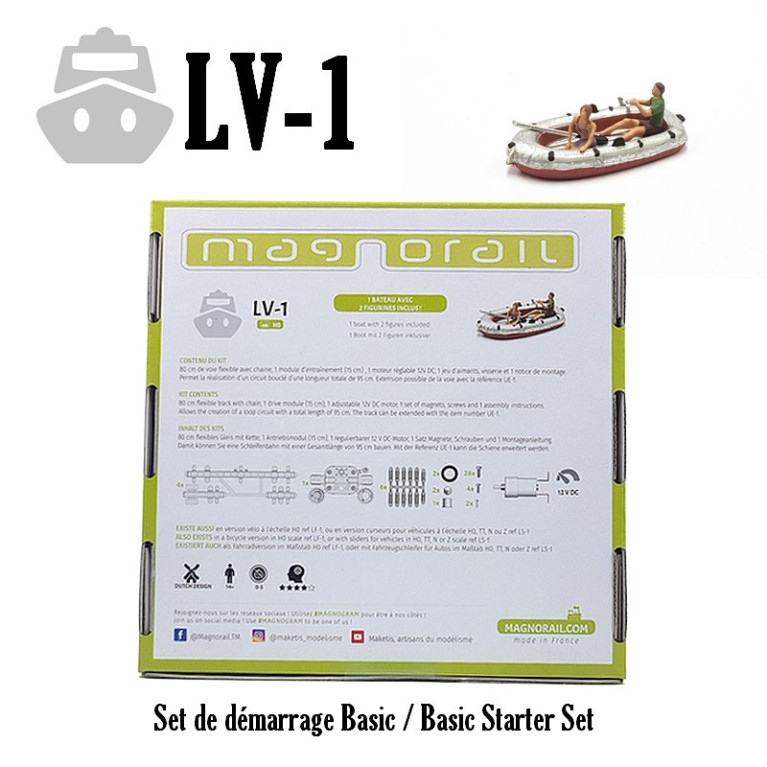 Basic Starter Set Magnorail + 1 boat and 2 figures HO LV-1