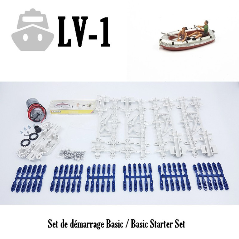 Basic Starter Set Magnorail + 1 boat and 2 figures HO LV-1