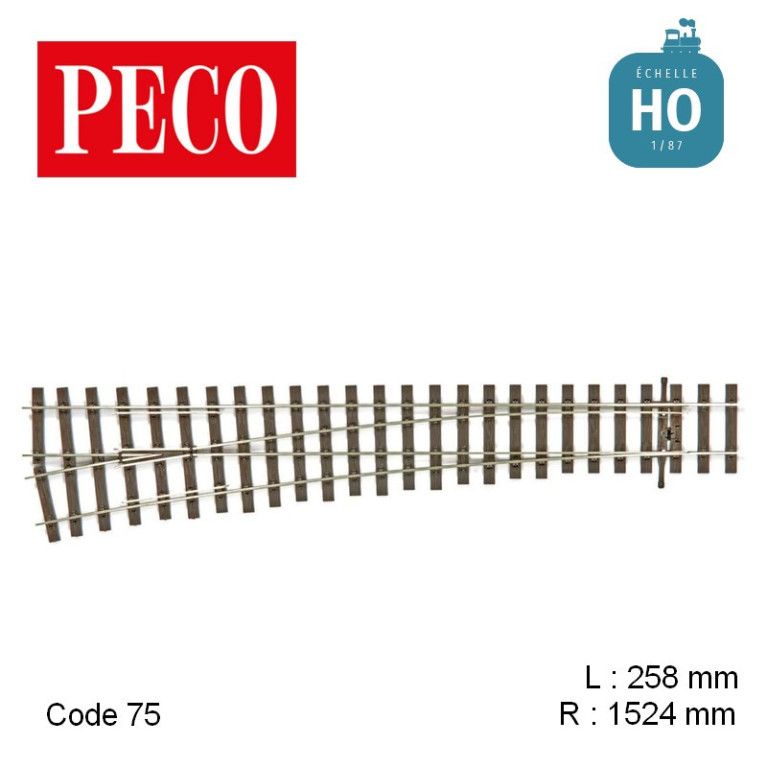 Aiguillage long à gauche Streamline Unifrog double champignon R1524mm 12° code 75 HO Peco SL-U1189 - Maketis Aiguillage long à gauche Streamline Unifrog double champignon R1524mm 12° code 75 HO Peco SL-U1189 - Maketis