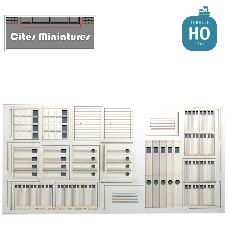 Portes de garage/Boxes à l'échelle HO Cités-miniatures ED-010-G-HO