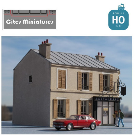 Maison de ville angle rue 1 étage volets bois HO BV-010R Maison de ville angle rue 1 étage volets bois HO BV-010R