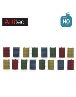 Set de 16 fûts d'huile métalliques HO Artitec 387.291 - Maketis