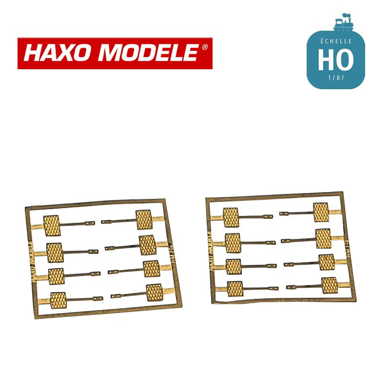 Marchepieds de manoeuvres tôle striée anti-dérapante 16 pcs HO Haxo Modèle HM44049 - Maketis