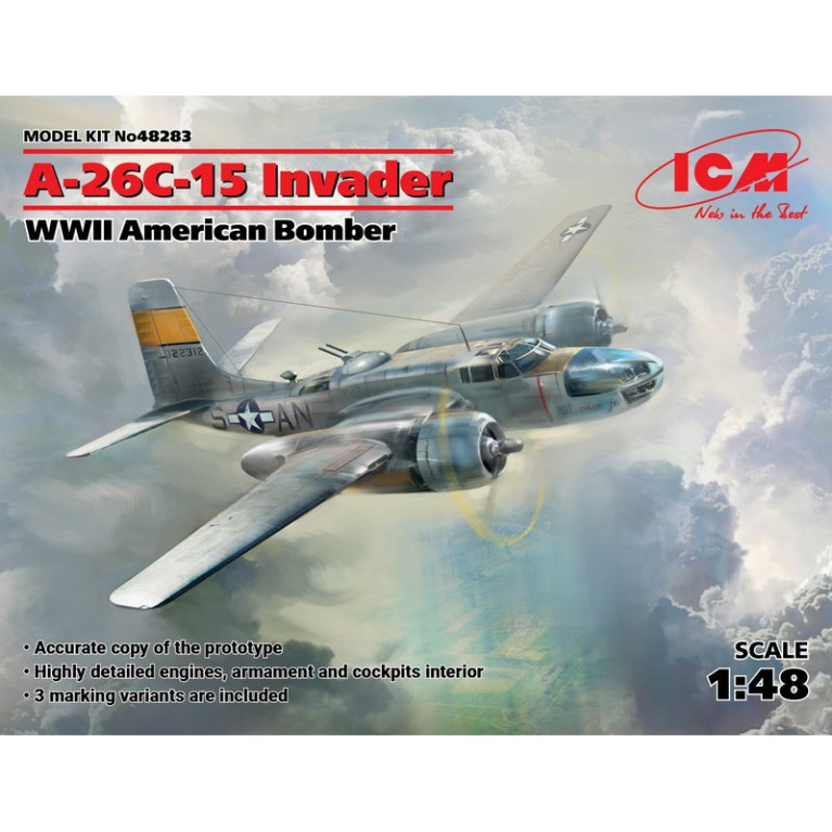 Bombardier américain Douglas A-26-15 Invader WWII 1/48 ICM 48283 - Maketis