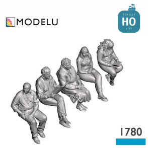 Set de 5 figurines passagers assis HO Modelu 1780-087 - Maketis
