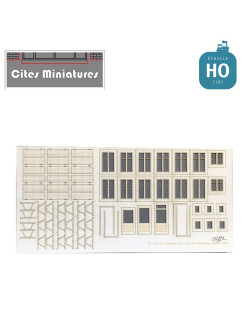 Portes, fenêtres, volets bois maison de ville HO Cités miniatures ED-018b-HO - Maketis