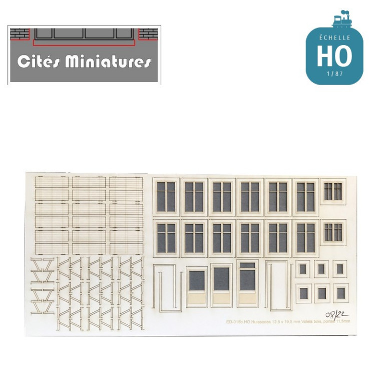 Portes, fenêtres, volets bois maison de ville HO Cités miniatures ED-018b-HO - Maketis