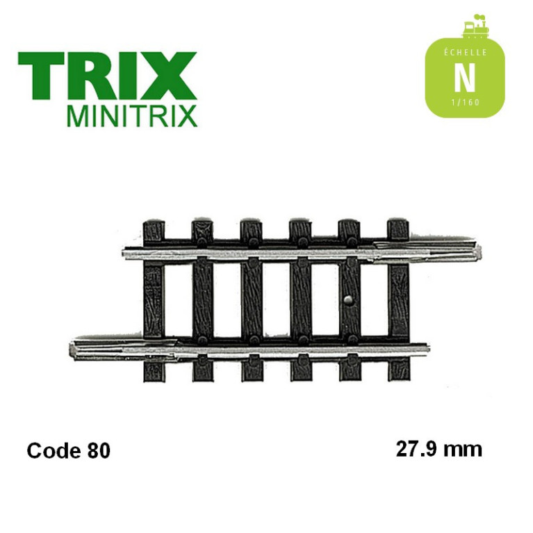 Rail droit 27.9 mm Code 80 N Minitrix 14908-Maketis