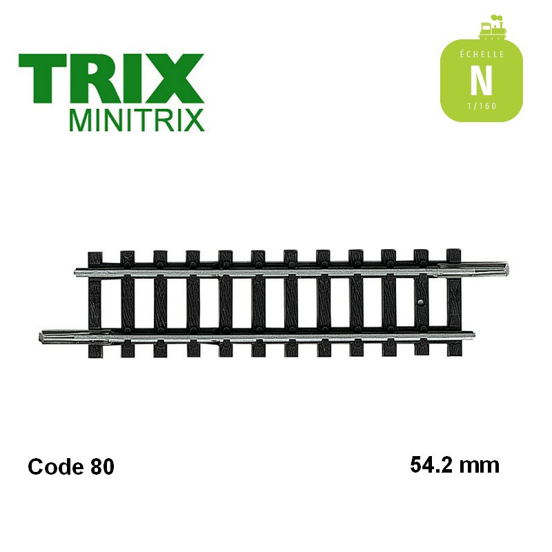 Rail droit 54.2 mm Code 80 N Minitrix 14906-Maketis