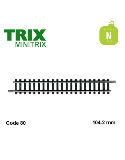 Rail droit 104,2 mm Code 80 N Minitrix 14904-Maketis