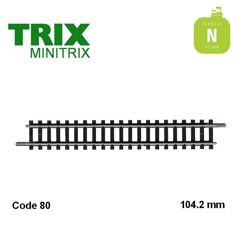 Rail droit 104,2 mm Code 80 N Minitrix 14904-Maketis