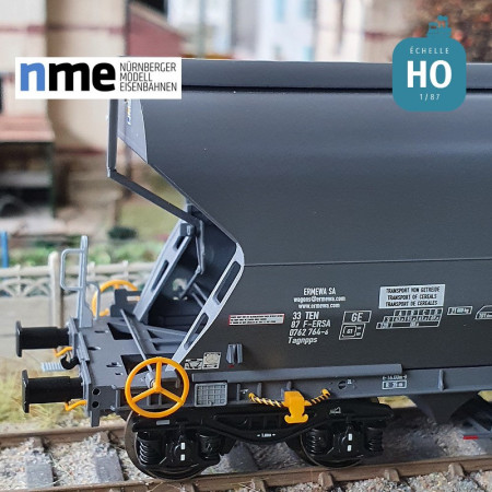 Wagon céréalier Tagnpps 101m³ ERMEWA gris foncé Ep VI HO NME 514601 - Maketis Wagon céréalier Tagnpps 101m³ ERMEWA gris foncé Ep VI HO NME 514601 - Maketis