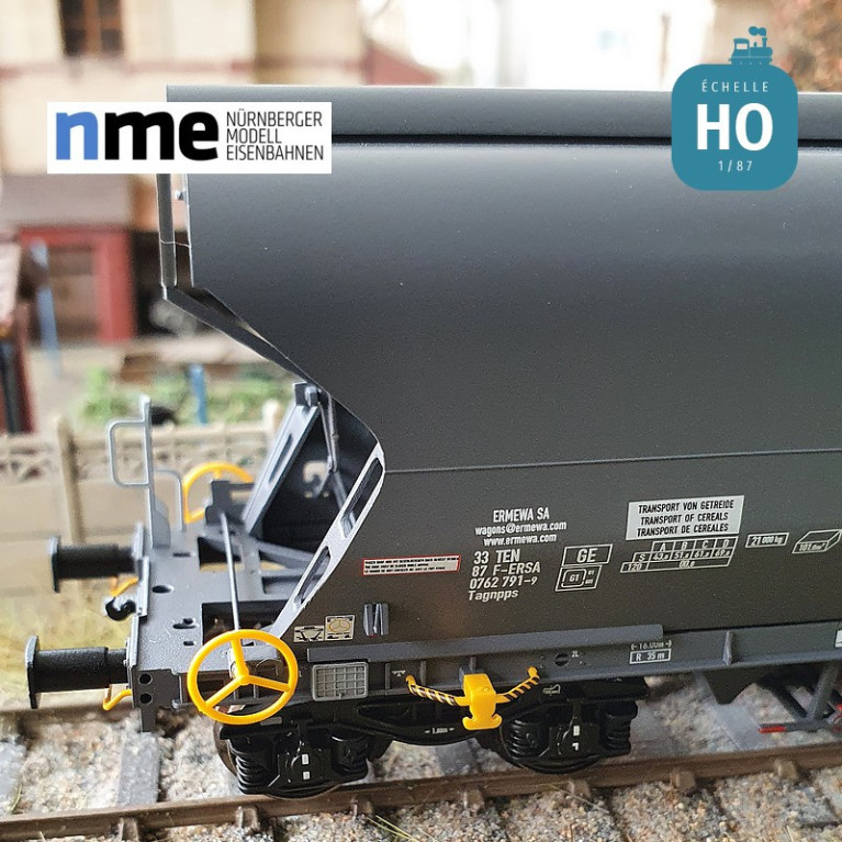 Wagon céréalier Tagnpps 101m³ ERMEWA gris foncé Ep VI HO NME 514603 - Maketis Wagon céréalier Tagnpps 101m³ ERMEWA gris foncé Ep VI HO NME 514603 - Maketis