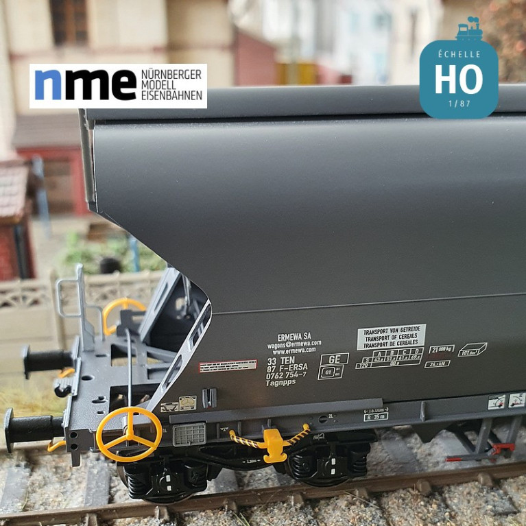Wagon céréalier Tagnpps 101m³ ERMEWA gris foncé Ep VI HO NME 514604 - Maketis Wagon céréalier Tagnpps 101m³ ERMEWA gris foncé Ep VI HO NME 514604 - Maketis