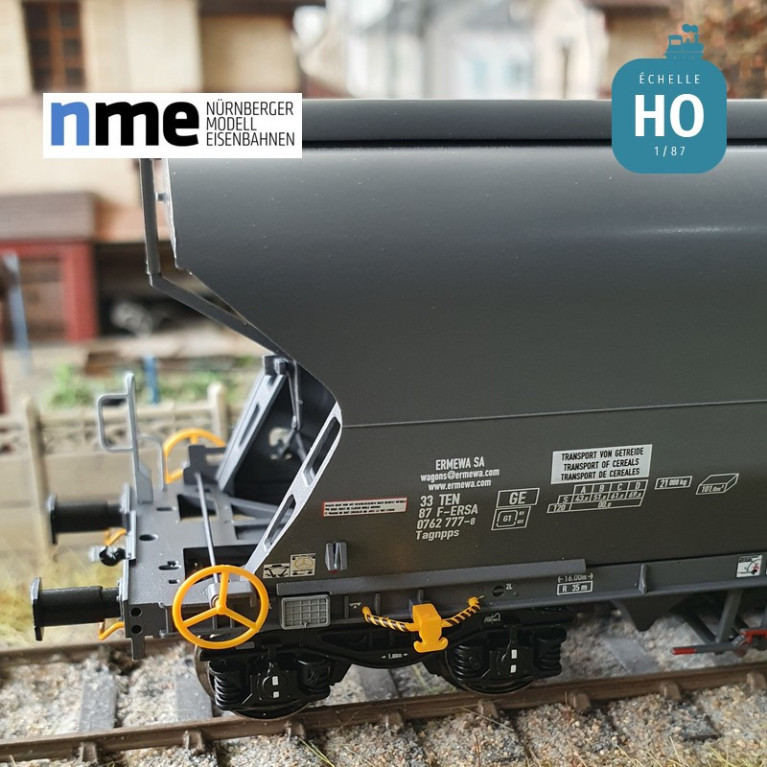 Wagon céréalier Tagnpps 101m³ ERMEWA gris foncé Ep VI HO NME 514605 - Maketis Wagon céréalier Tagnpps 101m³ ERMEWA gris foncé Ep VI HO NME 514605 - Maketis