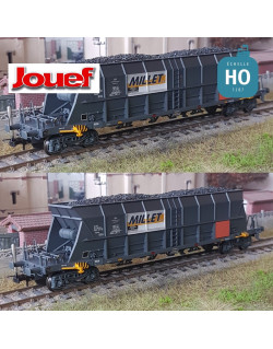 Coffret 2 Wagons trémies EF60 SNCF Gris/orange "Millet" EP VI HO Jouef HJ6209 - Maketis