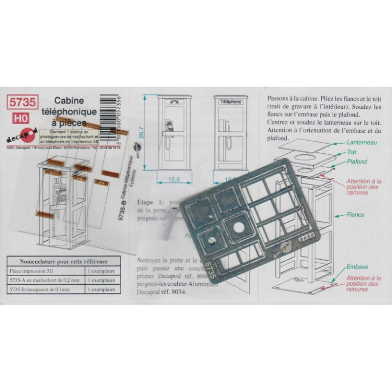 Cabine téléphonique à pièces HO Decapod 5735 - Maketis