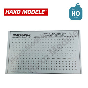 Planche Alphabets et chiffres noirs 100 mm engins moteurs Ep III et IV HO Haxo Modèle HM44096  - Maketis