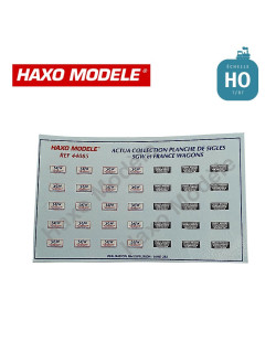 Planche déco nouveaux logos SGW (x 20) et France Wagons (x 15) HO Haxo Modèle HM44085  - Maketis