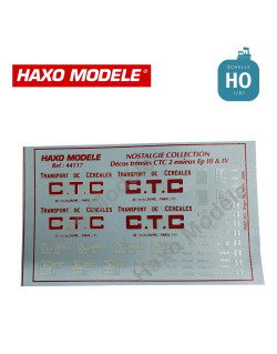 Planche marquage céréaliers à essieux "CTC" SNCF Ep III et IV HO Haxo Modèle HM44117