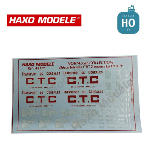 Planche marquage céréaliers à essieux "CTC" SNCF Ep III et IV HO Haxo Modèle HM44117  - Maketis