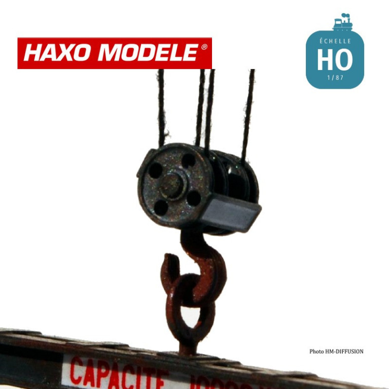 Crochet de manutention + accessoires pour portiques, grues HO Haxo Modèle HM45004