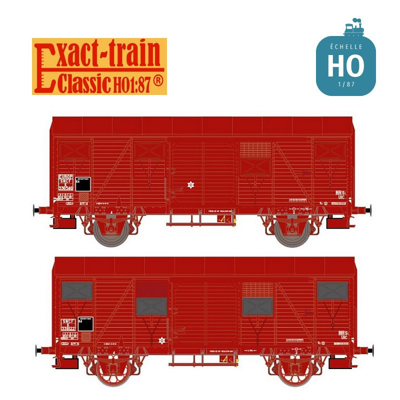 Set 2 wagons couverts type K G4 brun UIC SNCF Ep III HO Exact-Train EX20925 - Maketis