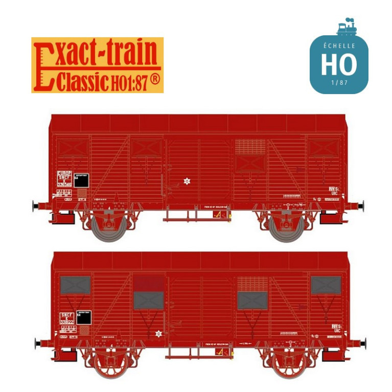 Set 2 wagons couverts type K G4 brun UIC SNCF Ep III HO Exact-Train EX20925 - Maketis