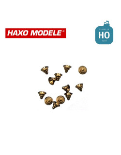 Pivot de roulement en cône (gain de place) laiton 12 pcs HO Haxo Modèle HM44082  - Maketis