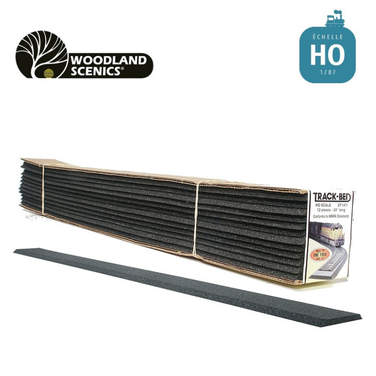 Semelle voie Track-Bed en bande 12 pcs HO Woodland Scenics ST1471-Maketis