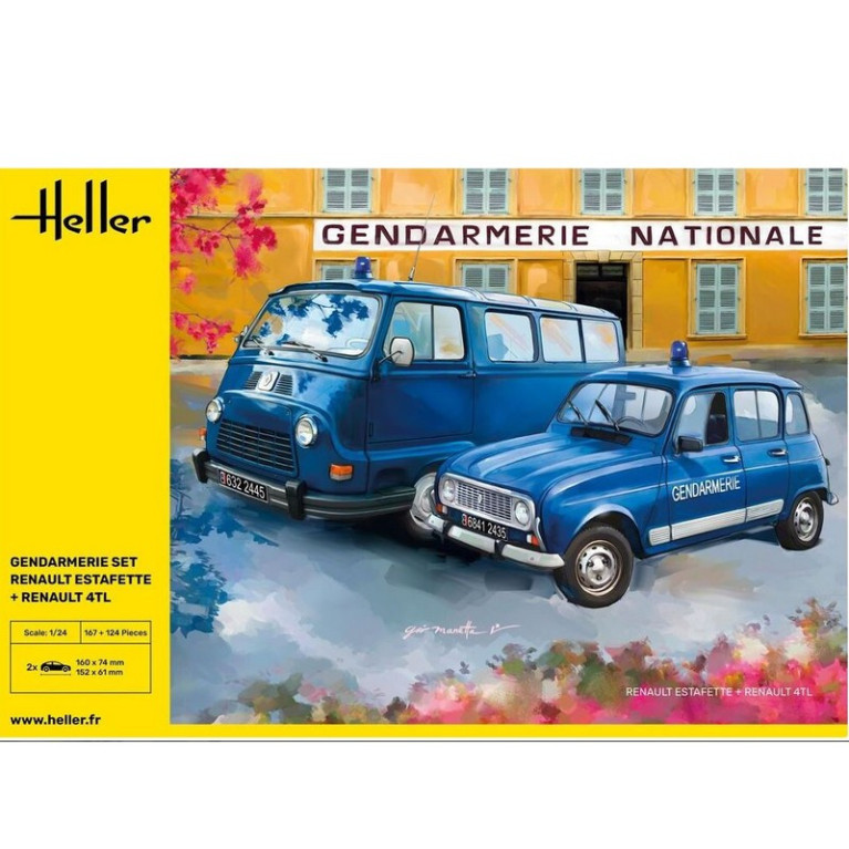 Set Utilitaire Renault Estafette et Renault 4TL "Gendarmerie" 1/24 Heller HE50325-Maketis