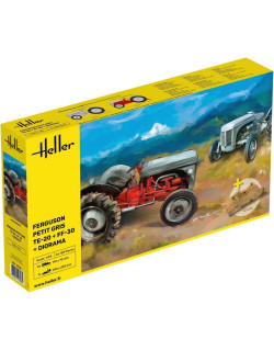 Set Tracteur Ferguson TE-20 + FF-30 "PETIT GRIS" et Diorama 1/24 Heller 50326-Maketis