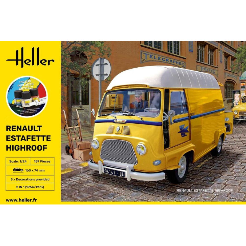 Starter KIT Utilitaire Renault Estafette Highroof 1/24 Heller 56740-Maketis
