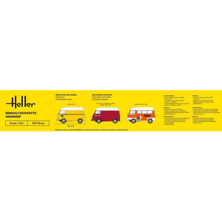 Starter KIT Utilitaire Renault Estafette Highroof 1/24 Heller 56740-Maketis