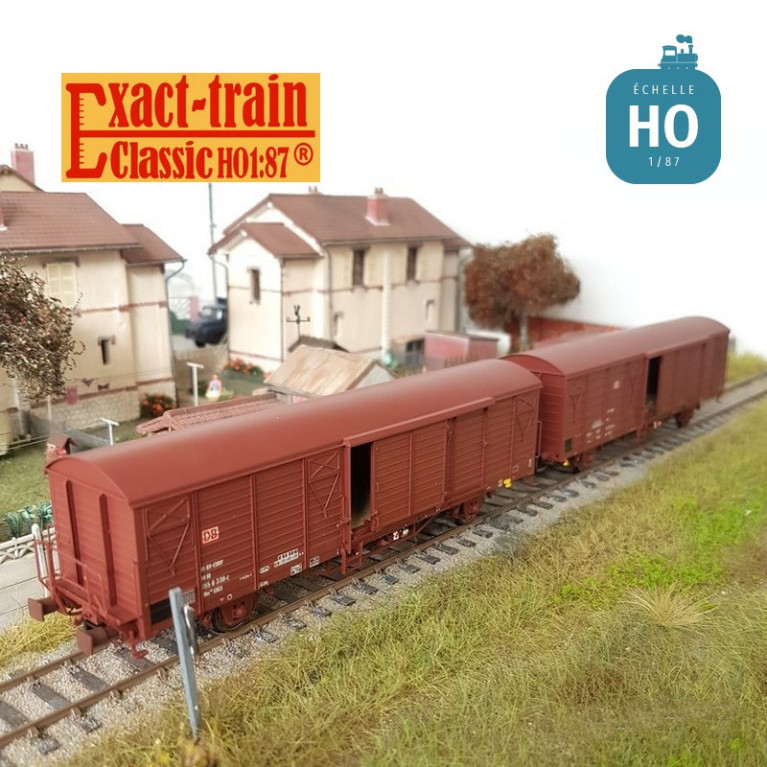 Set de 2 wagons couverts DB Gbs 258 et 264 Ep V HO Exact-train EX20494 Set de 2 wagons couverts DB Gbs 258 et 264 Ep V HO Exact-train EX20494