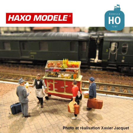 Chariot buffet ambulant avec décoration HO Haxo Modèle HM45012  - Maketis