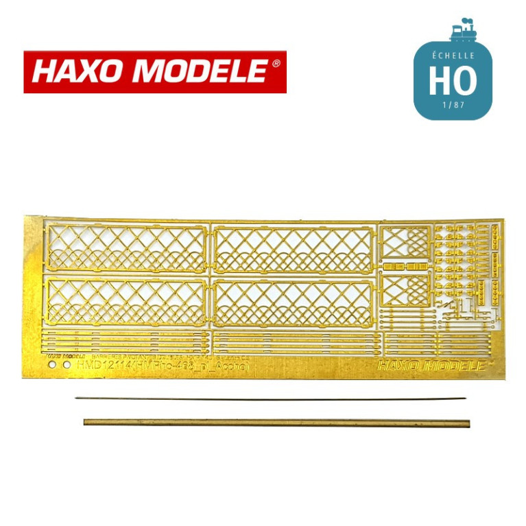 Barrières passage à niveau pivotantes double 8 m avec portillons + profilés 2 pcs HO Haxo Modèle HM45008