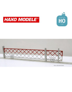 Barrières passage à niveau roulantes 5 m avec portillons + profilés 2 pcs HO Haxo Modèle HM45007