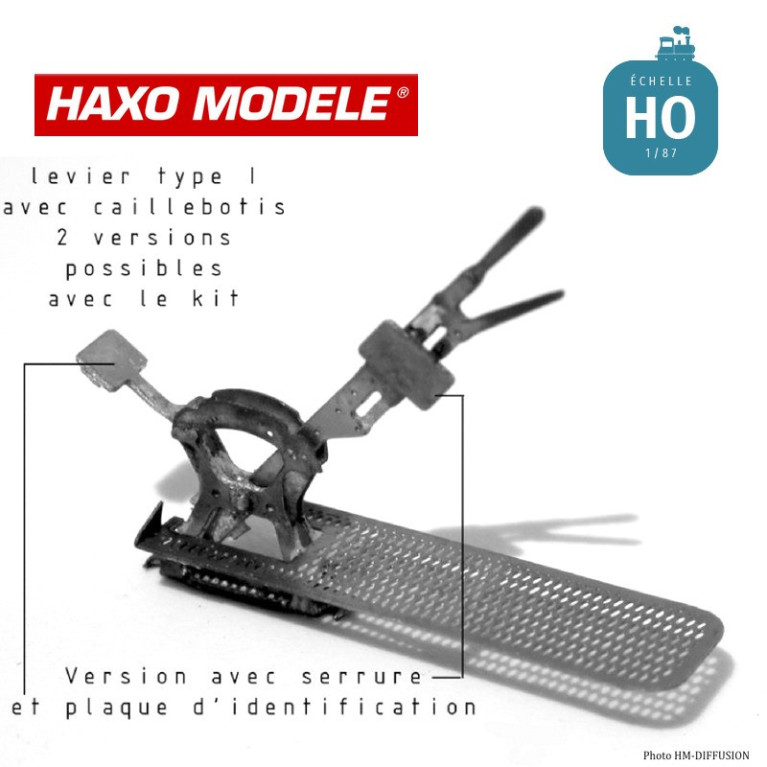 Levier d'aiguillage type I à crans avec caillebotis HO Haxo Modèle HM45041  - Maketis