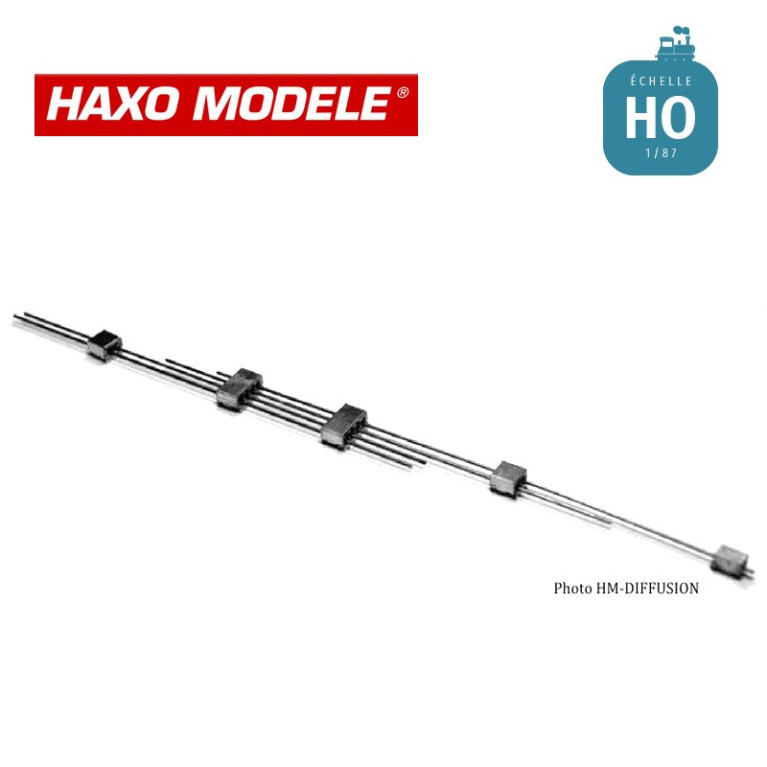 Support tringle transmission rigide 47 pcs + 2 compensateurs HO Haxo Modèle HM45057  - Maketis
